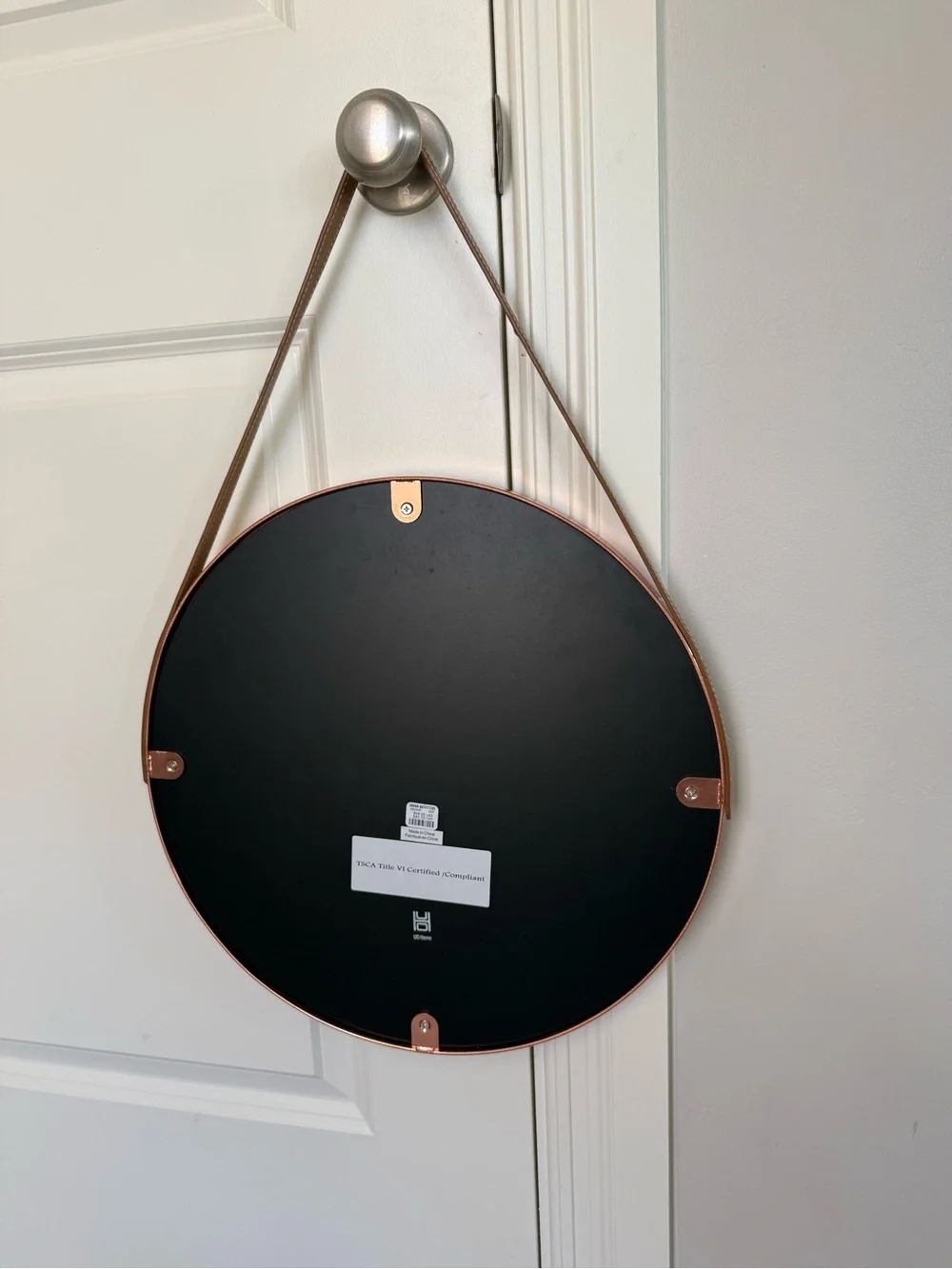 Urban Outfitters Round Wall Mirror with Copper Strap